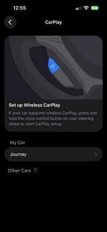 CarPlay settings with the car under My Car