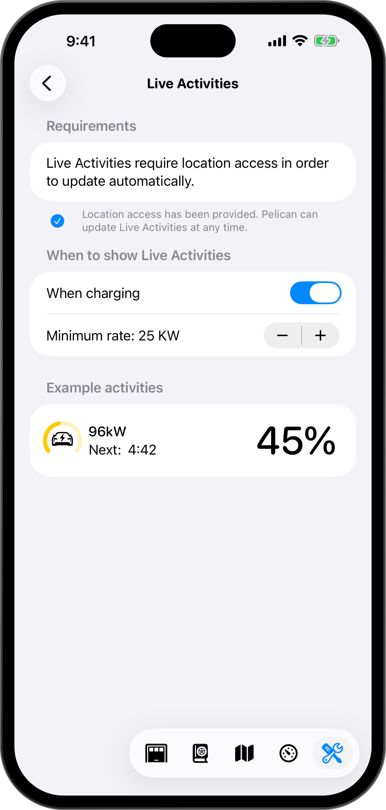 Live Activities: Monitor your charge session from the lock screen and Dynamic Island.