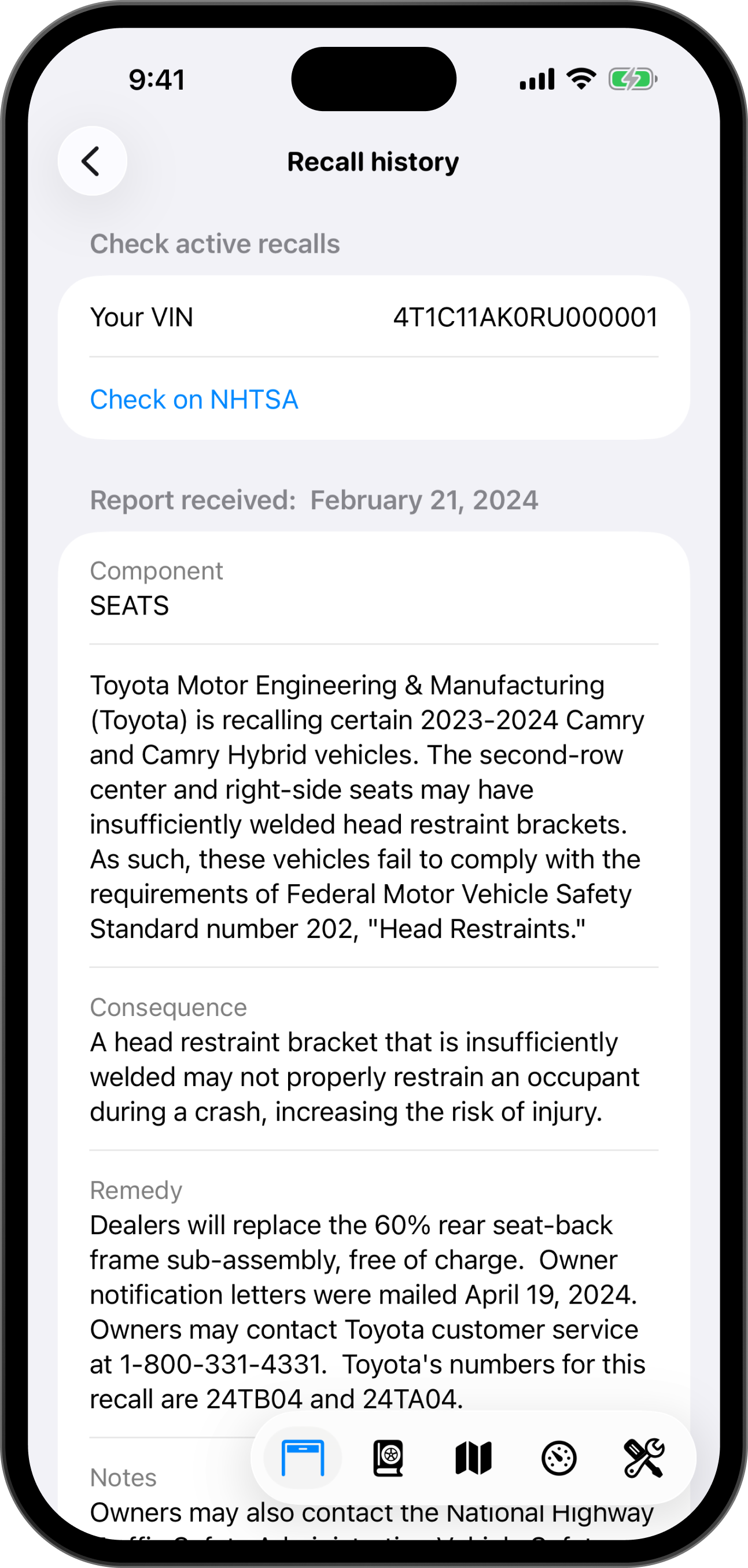 Recall notices: Stay on top of recalls that might affect you, often before they've even been mailed out.