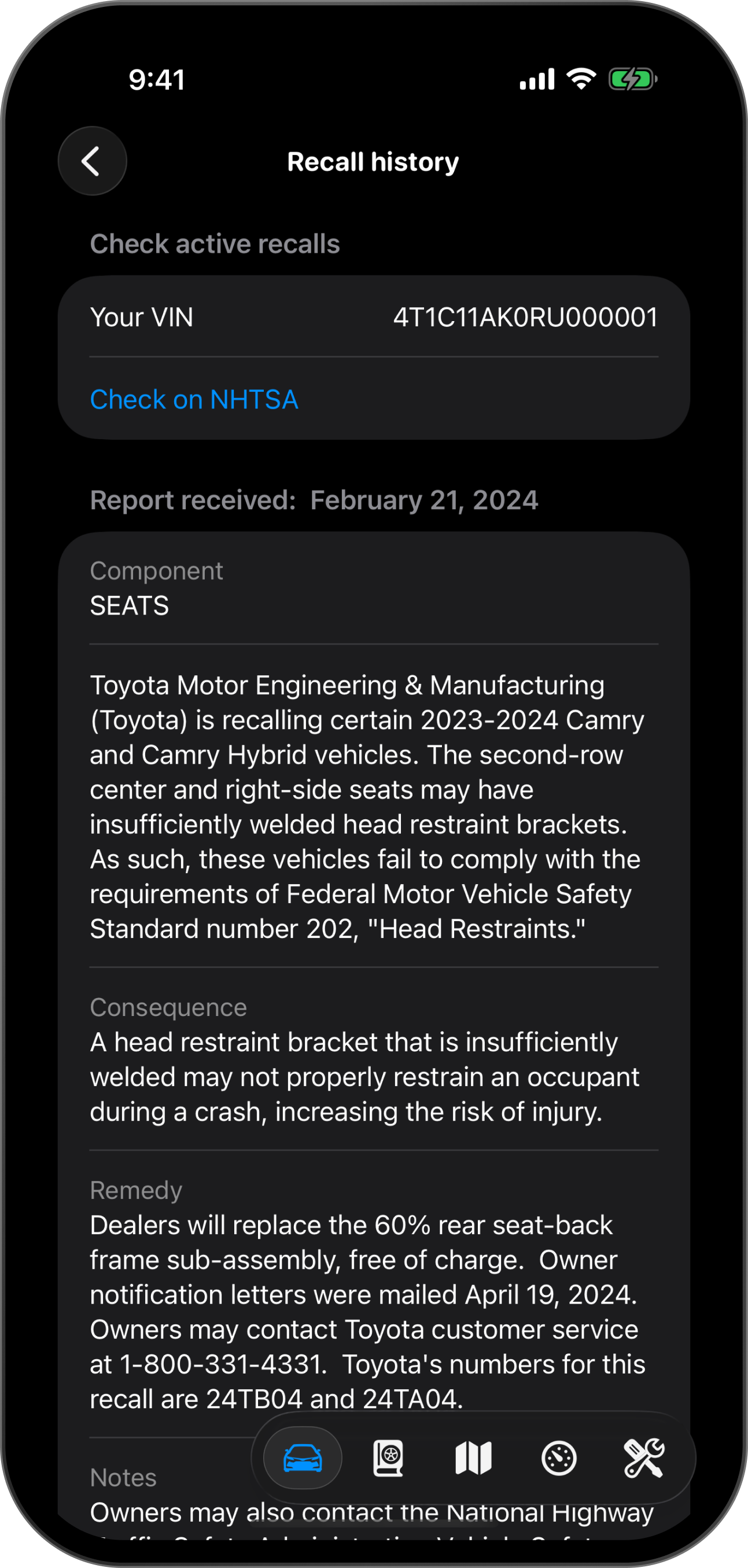 Recall notices: Stay on top of recalls that might affect you, often before they've even been mailed out.
